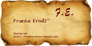 Franta Ernő névjegykártya